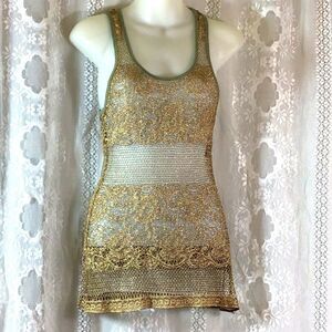 Blue Angel Tank Top Metallic Lace Size Small Approximately